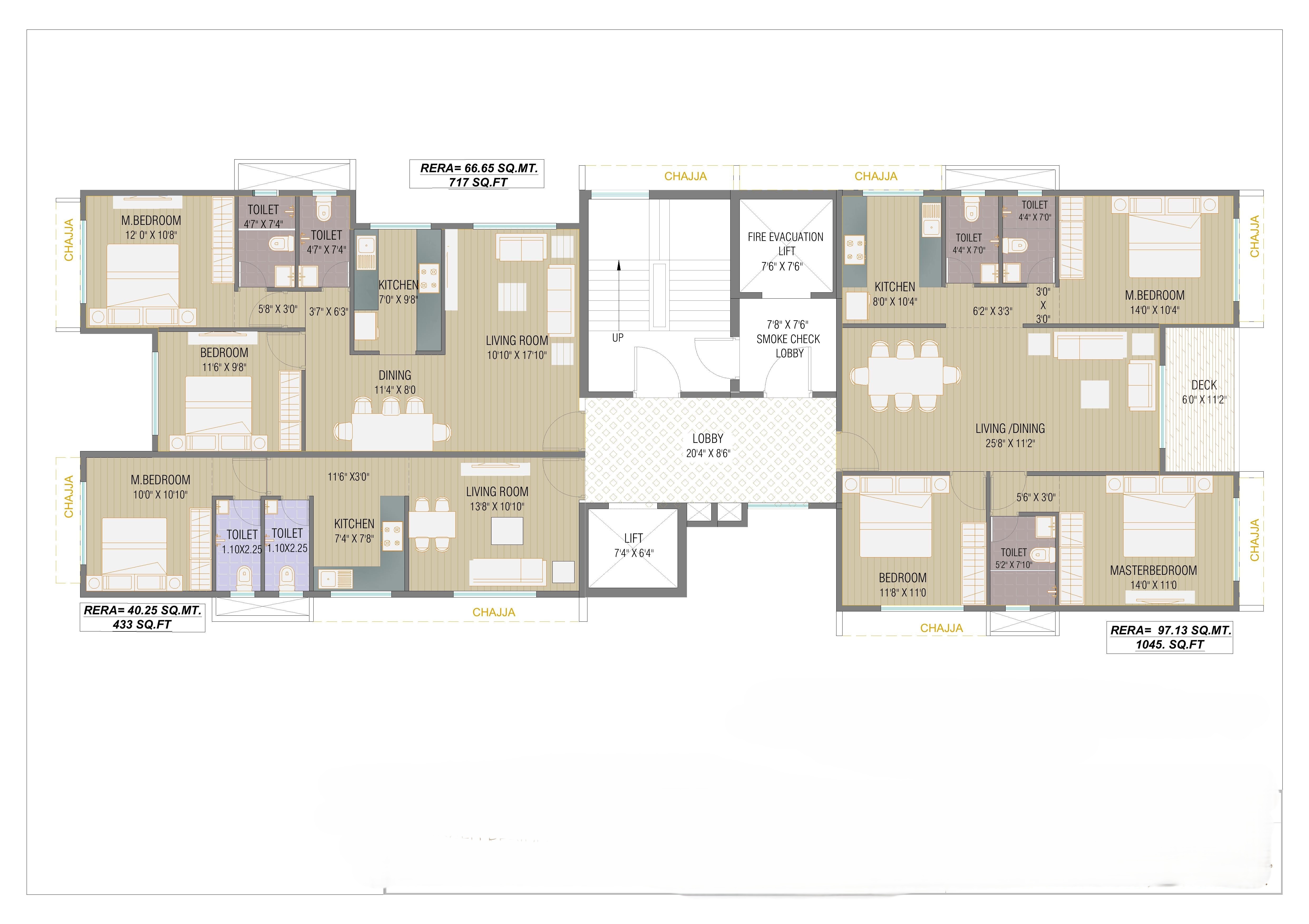 Typical 10th to 11th floor plan, HomeMakers Aradhana