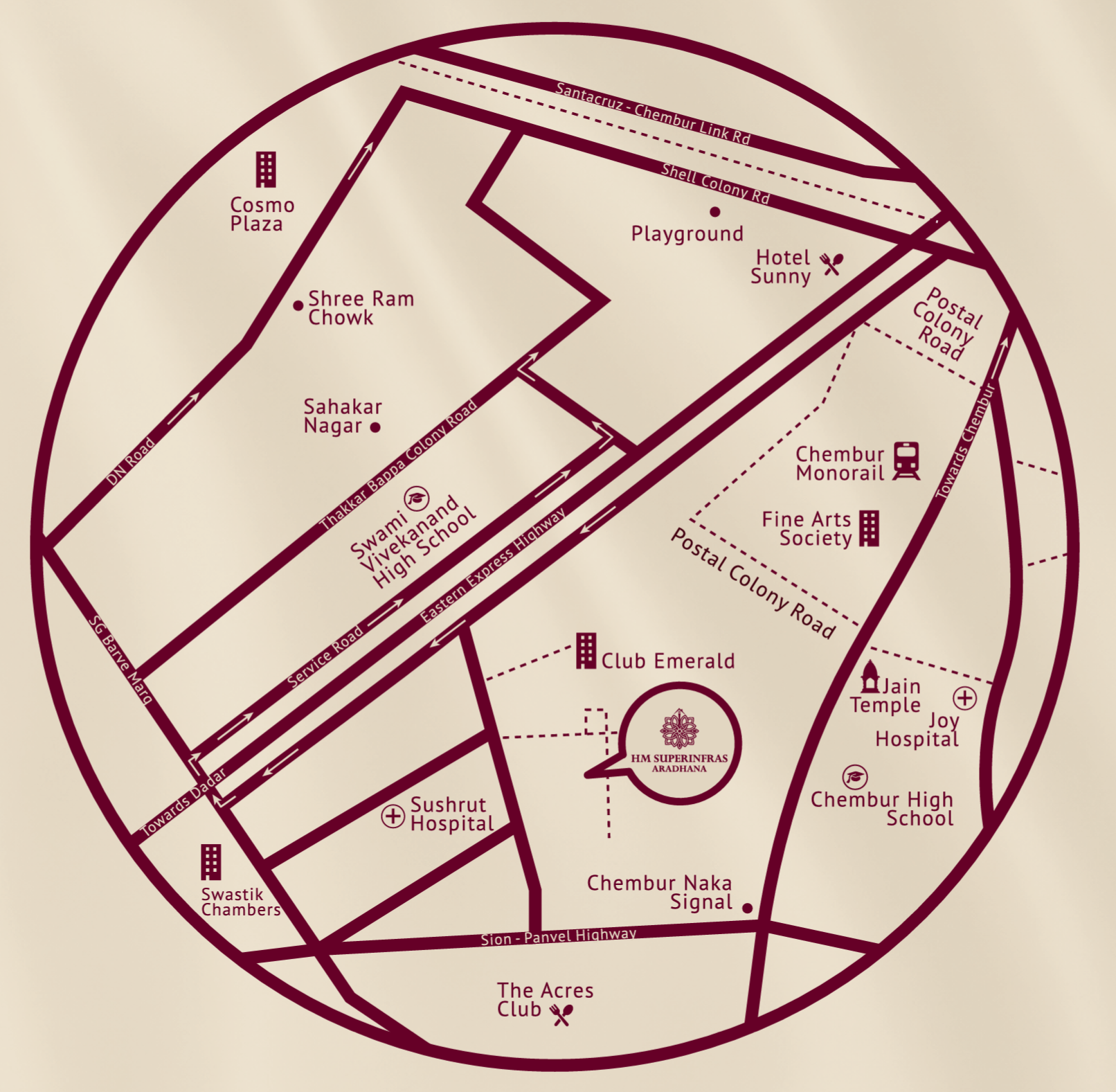 Location map of HomeMakers Aradhana, Chembur